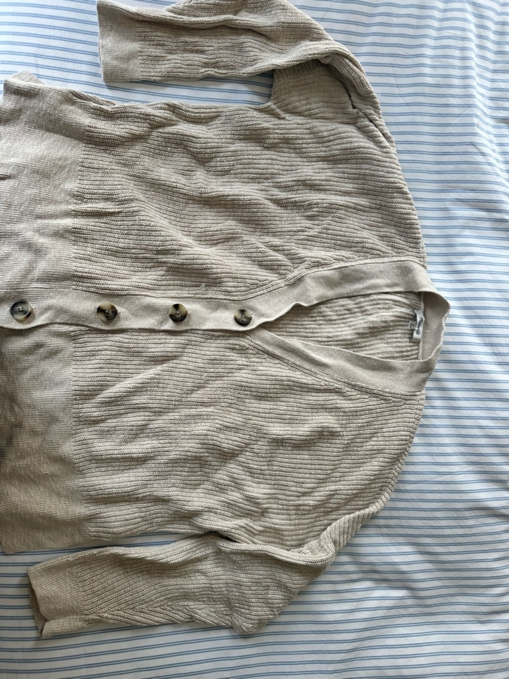 Madewell Beige Cream Textured Button-Up Cardigan
